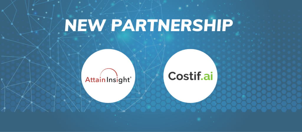 Image introducing the Costif.ai & Attain Insight Partnership Announcement