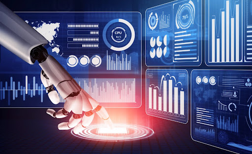 3D Rendering Futuristic robot technology development, artificial intelligence AI, and machine learning concept. Global robotic bionic science research for future human life. 3D illustration